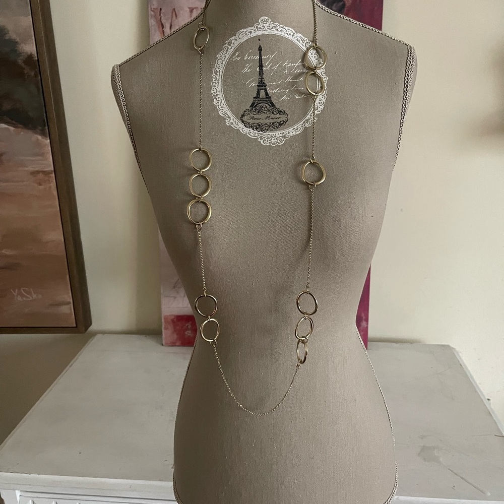 Gold Tone Circle Station Necklace
